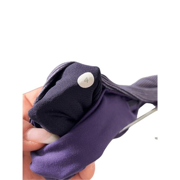 Lululemon Rebel Runner Crop Grape Stripe Zip Ankle Leggings SZ 4 Pedal Pusher - Picture 9 of 9